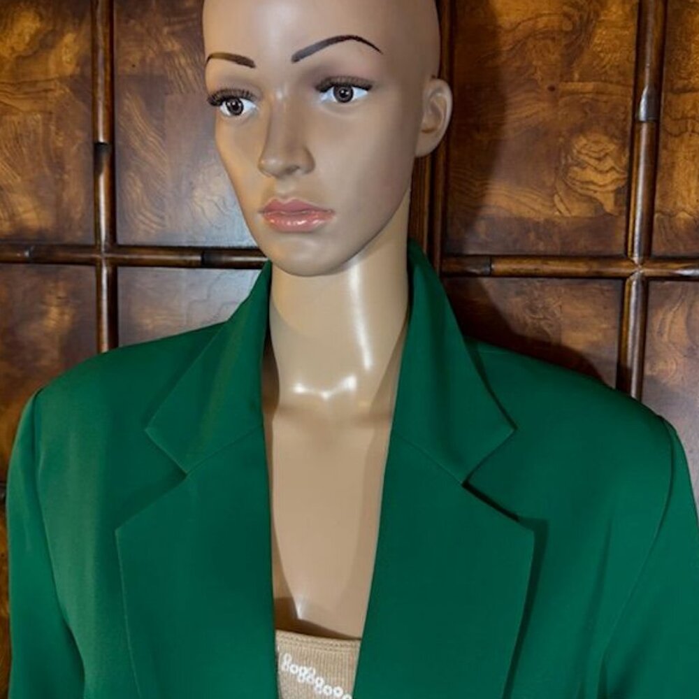 NWOT Kelly Green Leopard Lined Classic Blazer - Picture 6 of 12